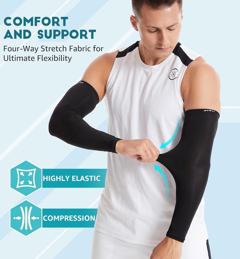 HiRui Arm Compression Sleeves for Men Women Youth, UV Protection 20-30mmHG Support Tattoo Cover, Breathable Moisture-Wicking - Image 3